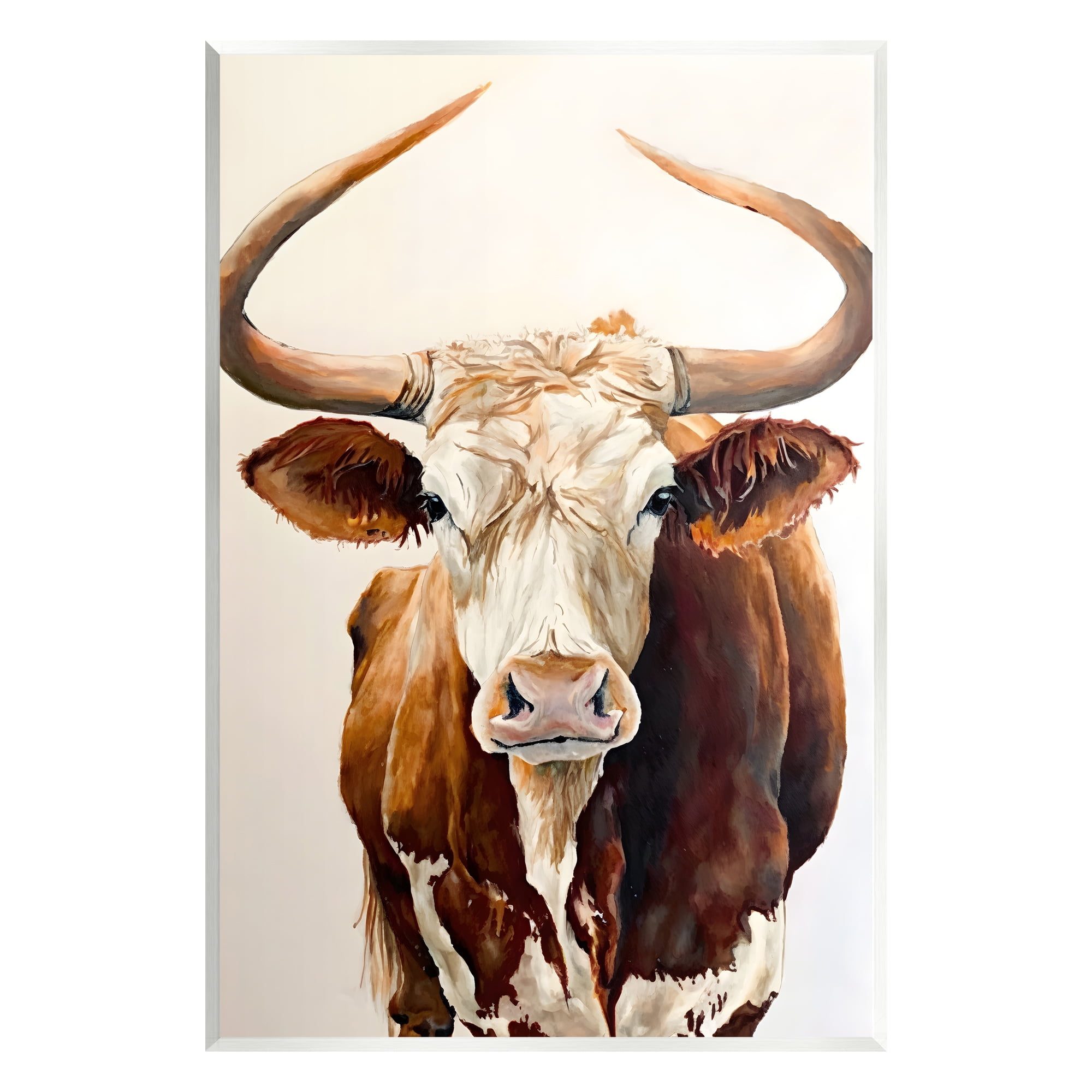 Stupell Industries Longhorn with Curved Horns Animals & Insects Painting Unframed Art Print Wall Art, 10 x 15