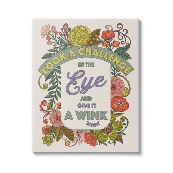 Stupell Industries Look A Challenge In The Eye Detailed Floral Patterns Graphic Art Gallery Wrapped Canvas Print Wall Art, Design by Valentina Harper