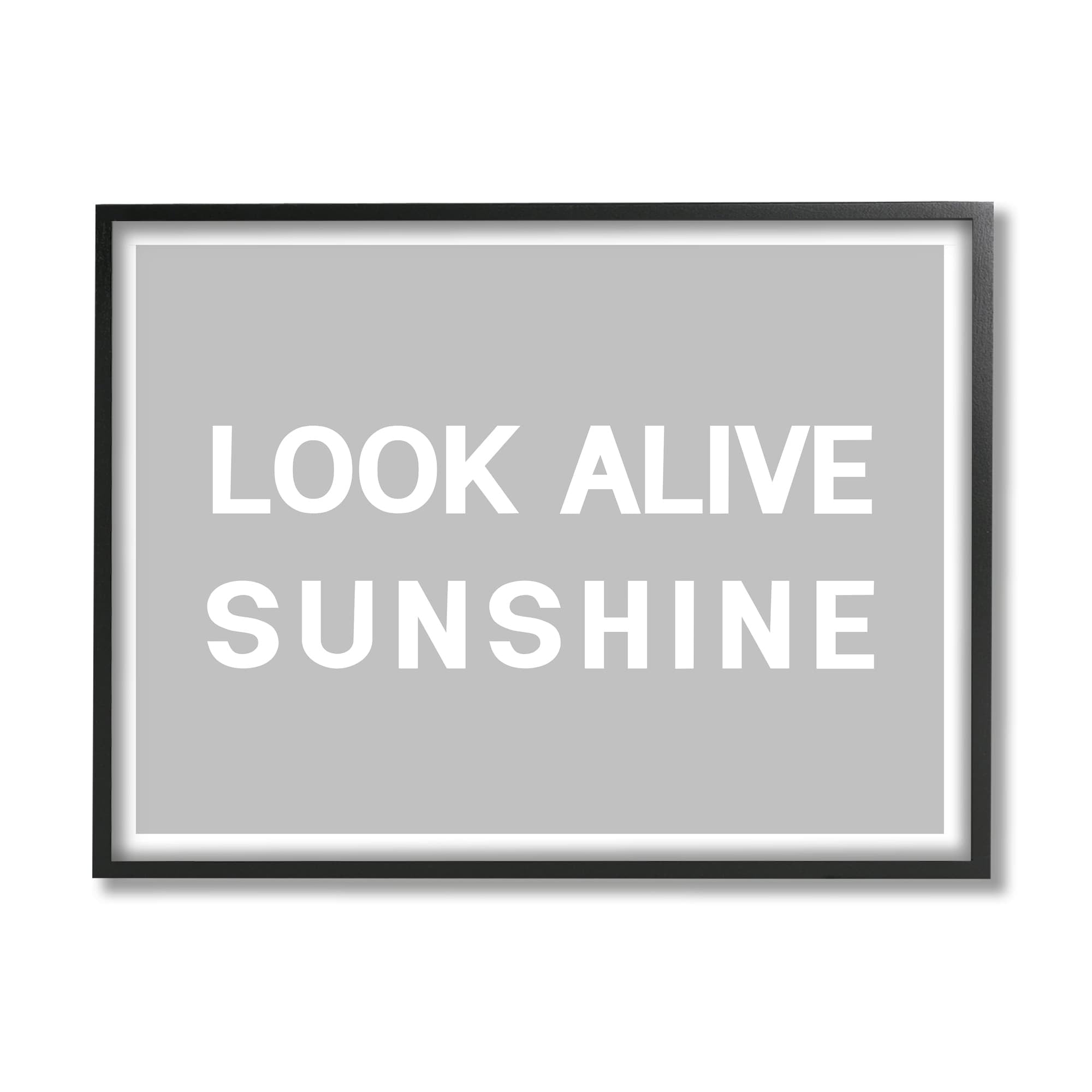 Stupell Industries Look Alive Sunshine Simple Grey Inspirational Painting Black Framed Art Print Wall Art