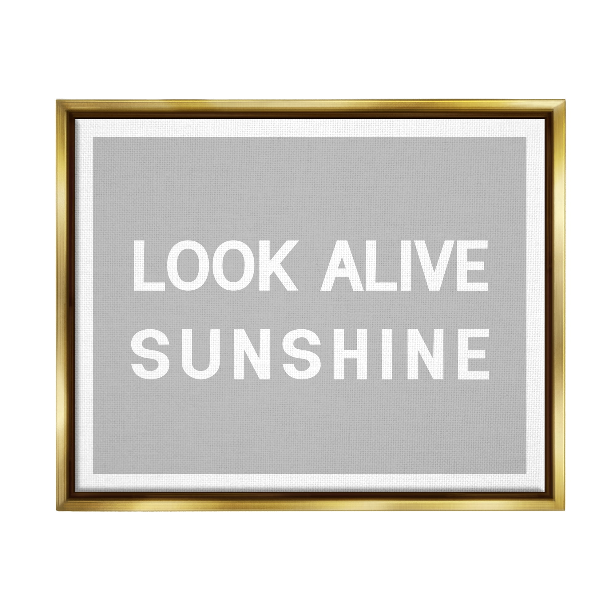 Stupell Industries Look Alive Sunshine Simple Grey Inspirational Painting Gold Floater Framed Art Print Wall Art