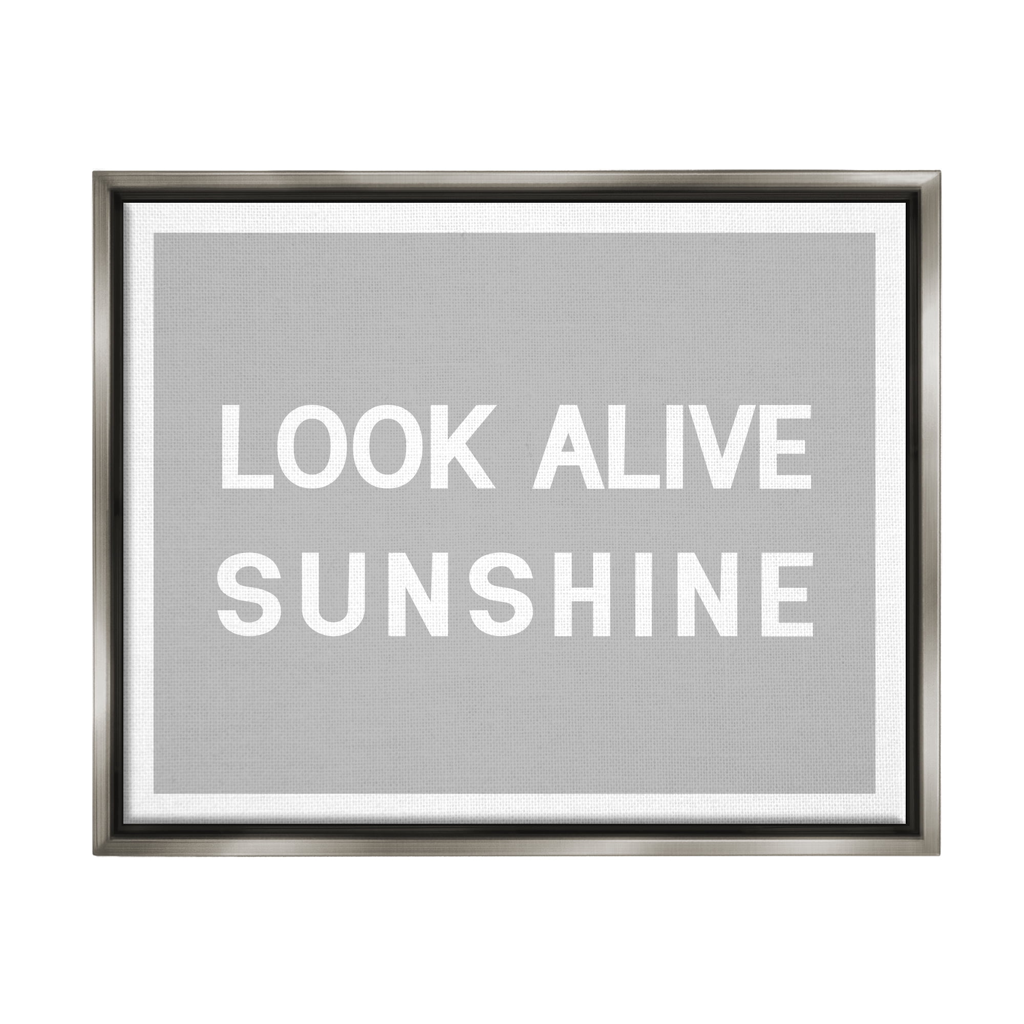 Stupell Industries Look Alive Sunshine Simple Grey Inspirational Painting Gray Floater Framed Art Print Wall Art