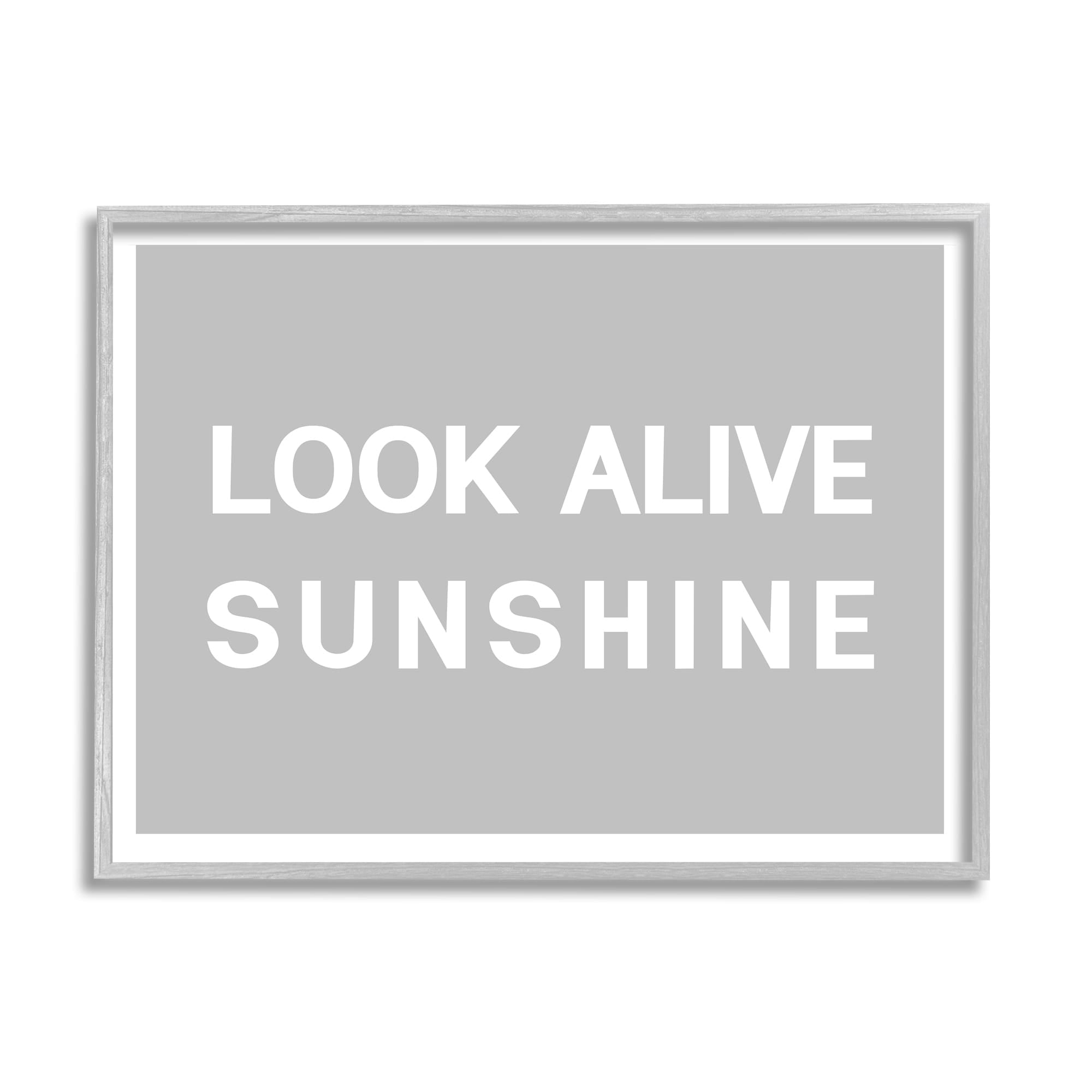 Stupell Industries Look Alive Sunshine Simple Grey Inspirational Painting Gray Framed Art Print Wall Art