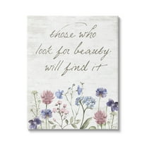 Stupell Industries Look For Beauty Inspiring Flower Blossom Calligraphy Graphic Art Gallery Wrapped Canvas Print Wall Art, Design by Lettered and Lined