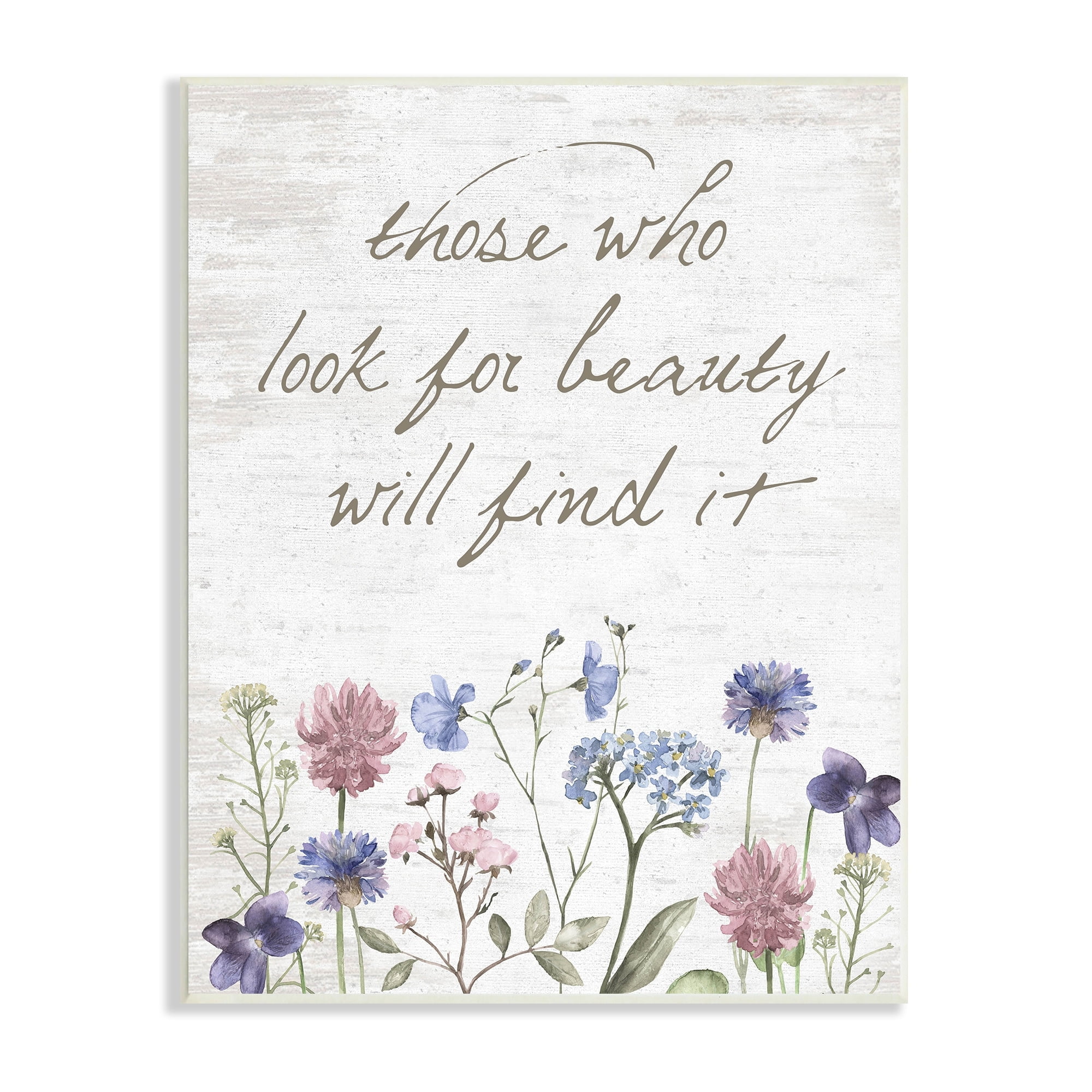 Stupell Industries Look For Beauty Inspiring Flower Blossom Calligraphy Graphic Art Unframed Art Print Wall Art, Design by Lettered and Lined