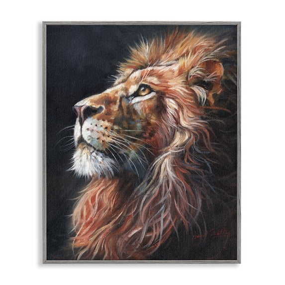 Stupell Industries Contemporary Look Of The Lion Gray Framed Giclee Art, 16 x 20, by David Stribbling