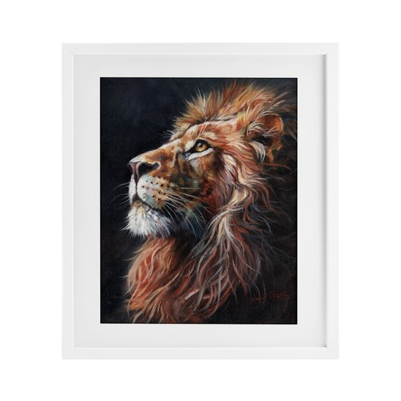 Stupell Industries Look Of The Lion White Framed Print Under Glass design by David Stribbling, 16 x 13