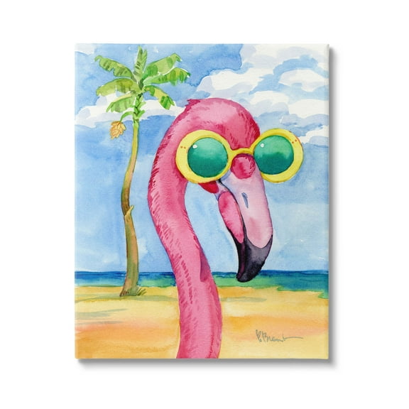 Stupell Industries Looking Good Flamingo Tropical Painting Gallery Wrapped Canvas Print Wall Art, Design by Paul Brent