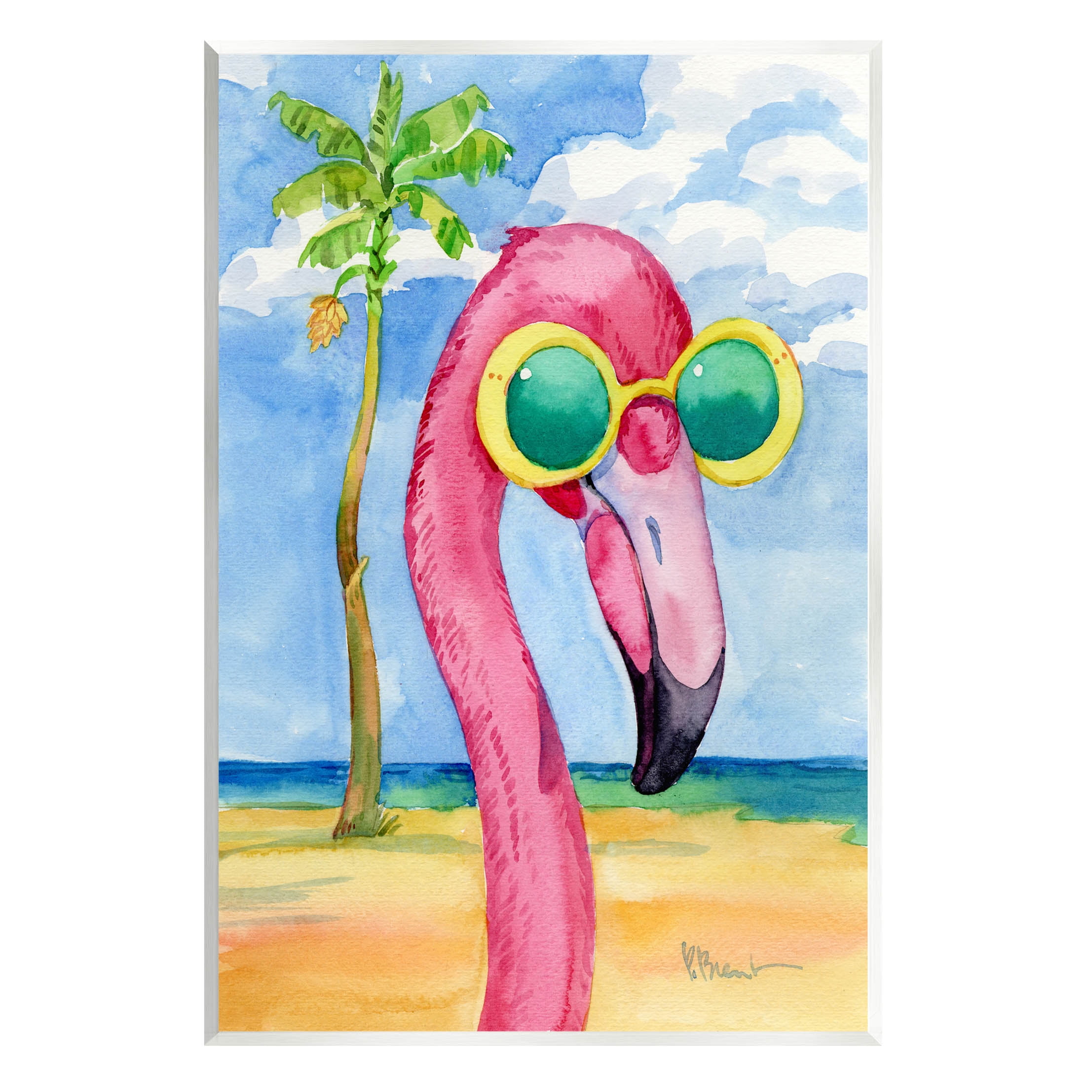 Vibrant Flamingo Tropical Art Print on MDF Wood