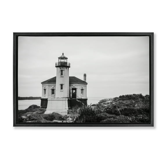 Stupell Industries Looking Out Lighthouse Buildings & Architecture Photography Black Floater Framed Canvas Art Print Wall Art, 25 x 17