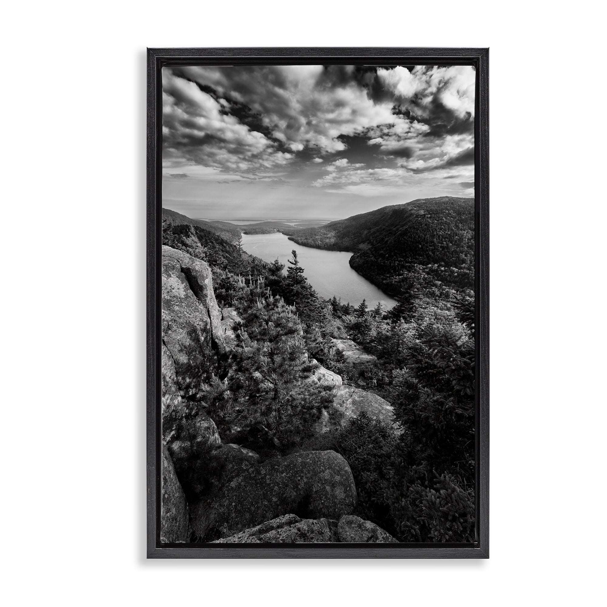 Stupell Industries Looking Over Cliffs Landscape Landscape & Nature Photography Black Floater Framed Canvas Art Print Wall Art, 17 x 25