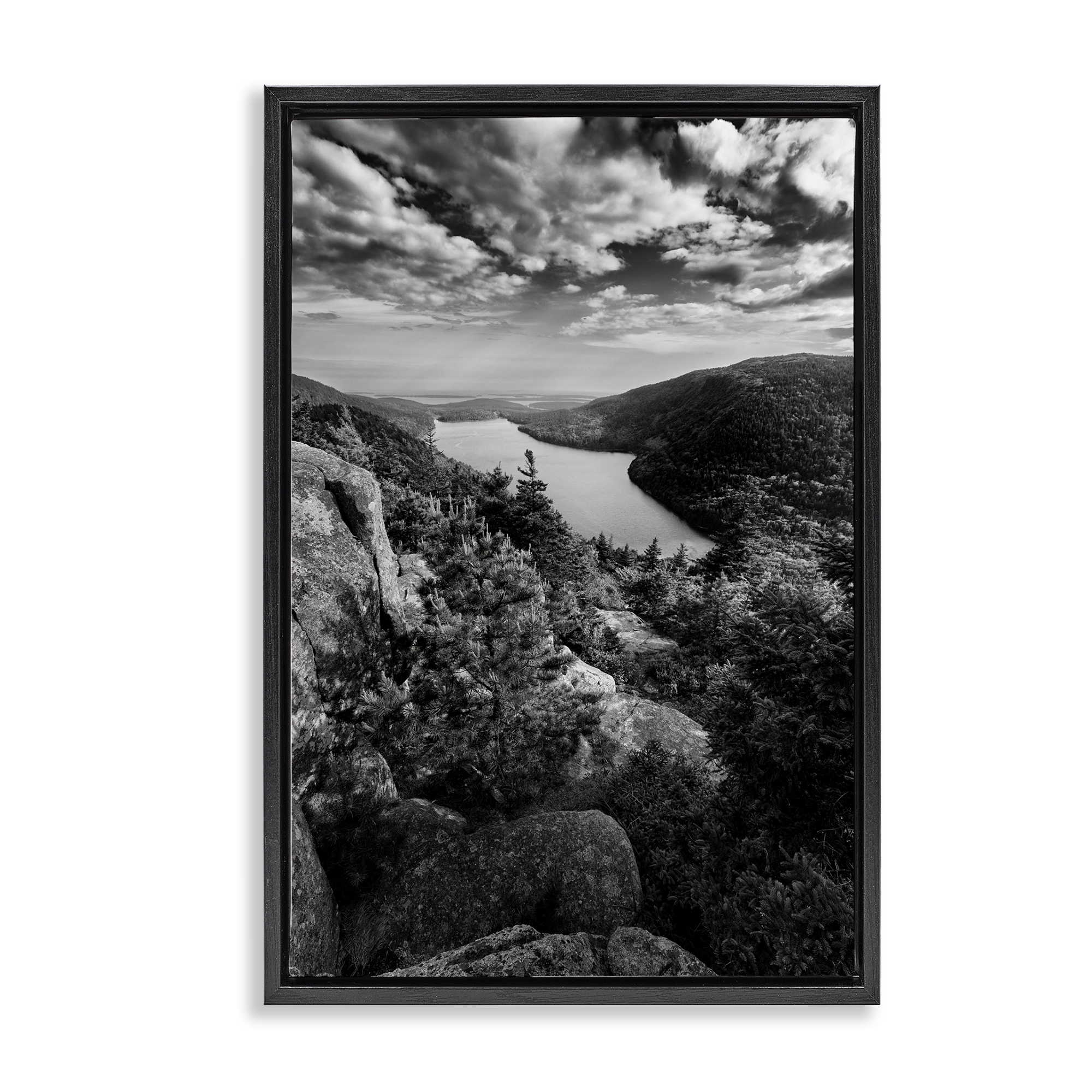 Stupell Industries Looking Over Cliffs Landscape Landscape & Nature Photography Black Floater Framed Canvas Art Print Wall Art, 21 x 31
