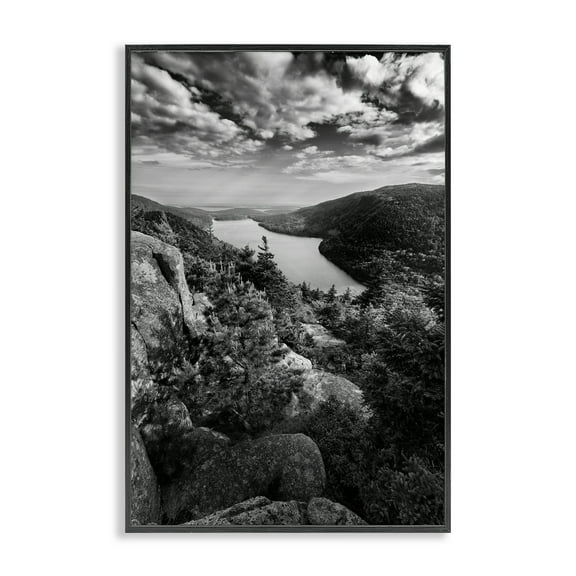 Stupell Industries Looking Over Cliffs Landscape Landscape & Nature Photography Black Framed Art Print Wall Art, 12 x 18