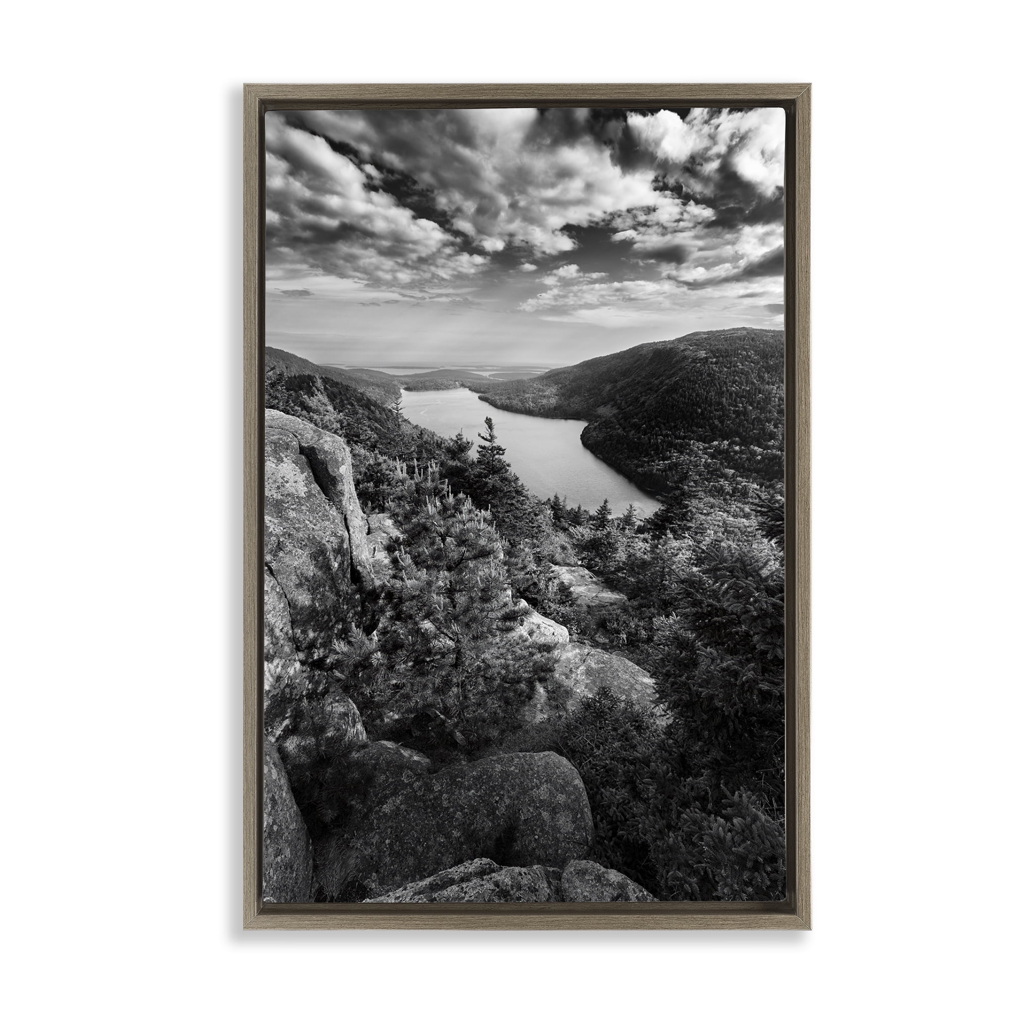 Stupell Industries Looking Over Cliffs Landscape Landscape & Nature Photography Brown Floater Framed Canvas Art Print Wall Art, 21 x 31