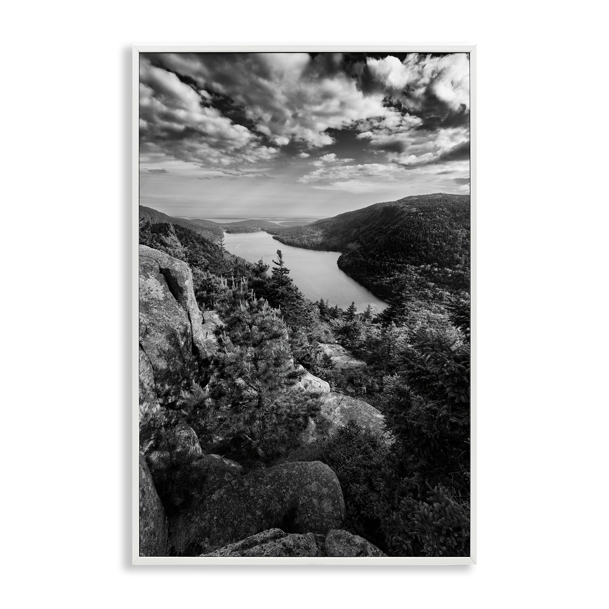 Stupell Industries Looking Over Cliffs Landscape Landscape & Nature Photography White Framed Art Print Wall Art, 16 x 24