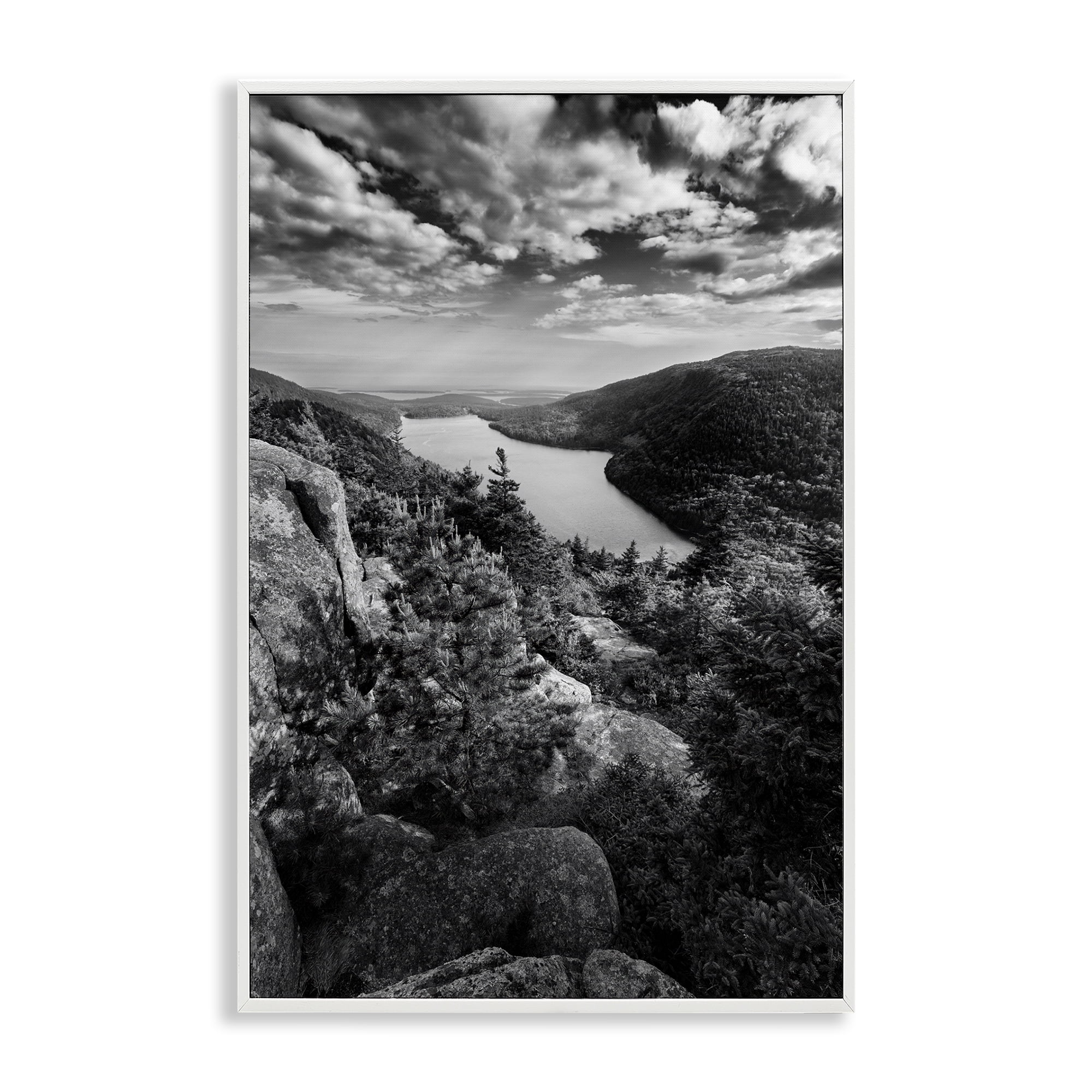 Stupell Industries Looking Over Cliffs Landscape Landscape & Nature Photography White Framed Art Print Wall Art, 20 x 30
