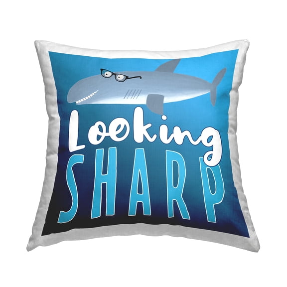 Stupell Industries Looking Sharp Marine Shark Square Decorative Printed Throw Pillow, 18 x 18