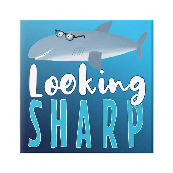 Stupell Industries Looking Sharp Shark Animals & Insects Painting Gallery Wrapped Canvas Print Wall Art, 24 x 24