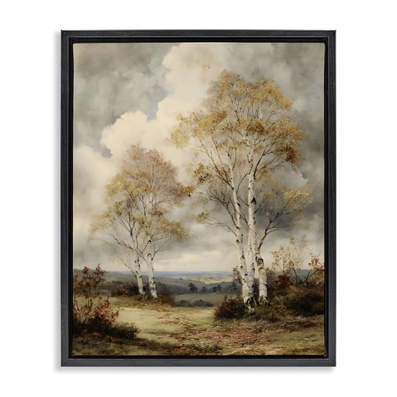 Stupell Industries Looming Autumn Birch Trees Black Framed Floater Canvas Wall Art, design by LSR Design Studio