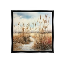 Stupell Industries Looming Beach Reeds Landscape Painting Black Floater Framed Canvas Art Print Wall Art, 18 x 18