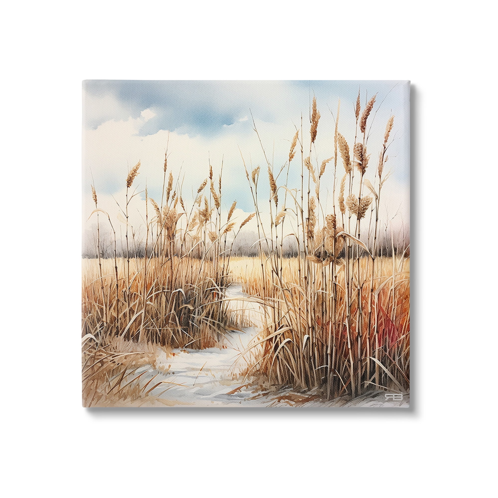 Stupell Industries Looming Beach Reeds Landscape Painting Gallery Wrapped Canvas Art Print Wall Art, 24 x 24