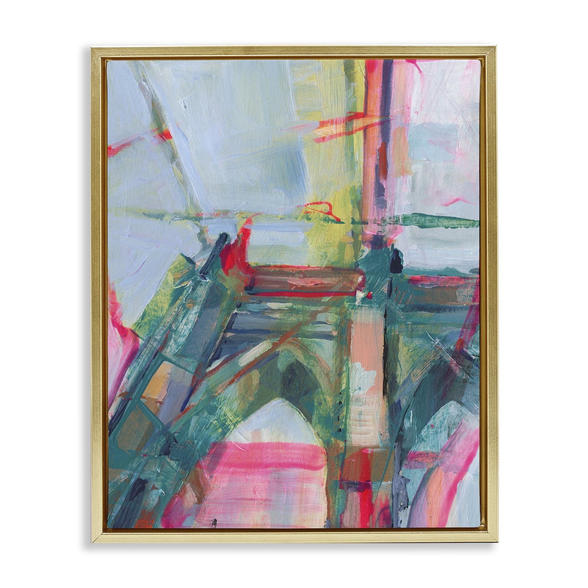 Stupell Industries Looming Bridge Arches Buildings & Architecture Painting Gold Floater Framed Canvas Art Print Wall Art, 25 x 31
