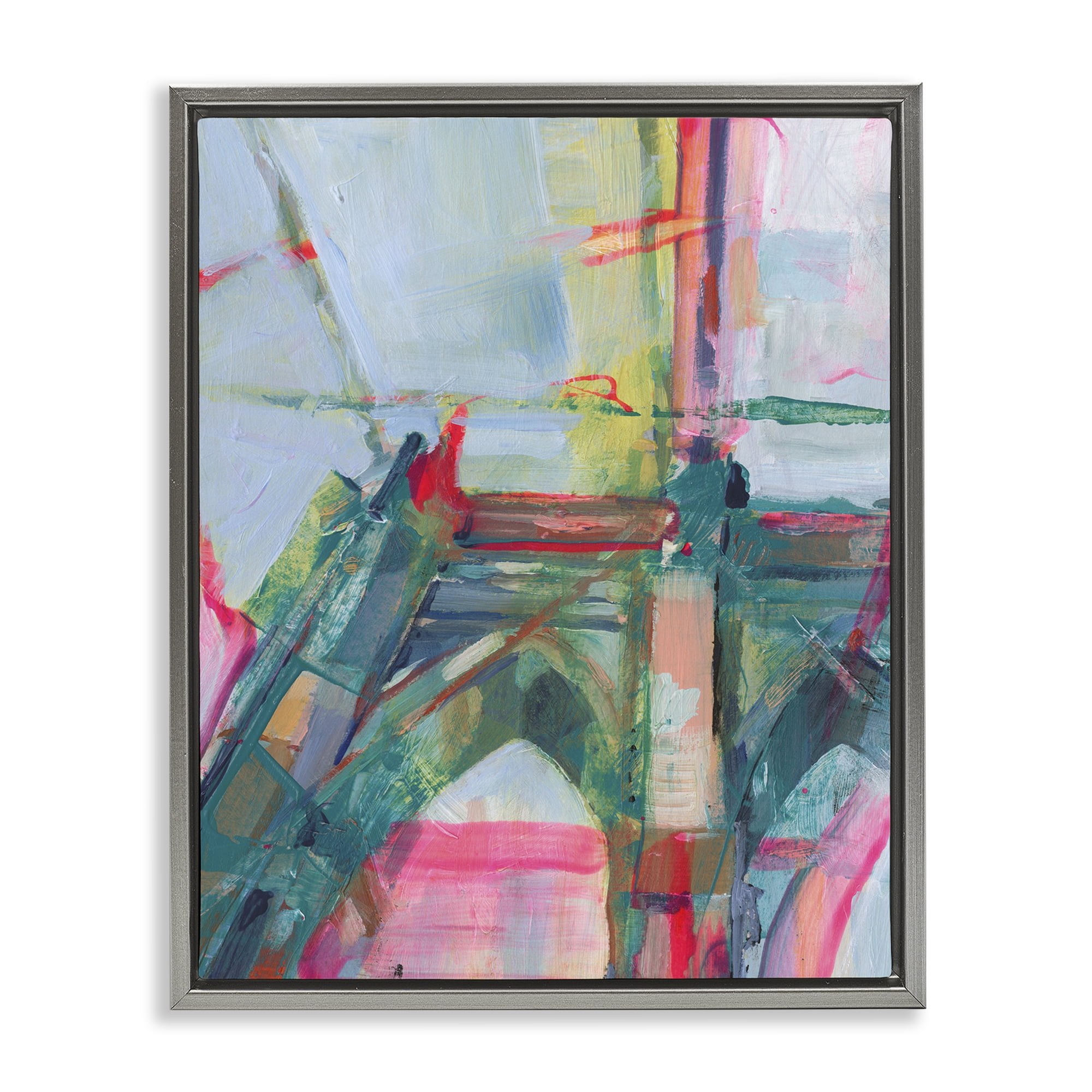 Stupell Industries Looming Bridge Arches Buildings & Architecture Painting Gray Floater Framed Canvas Art Print Wall Art, 25 x 31