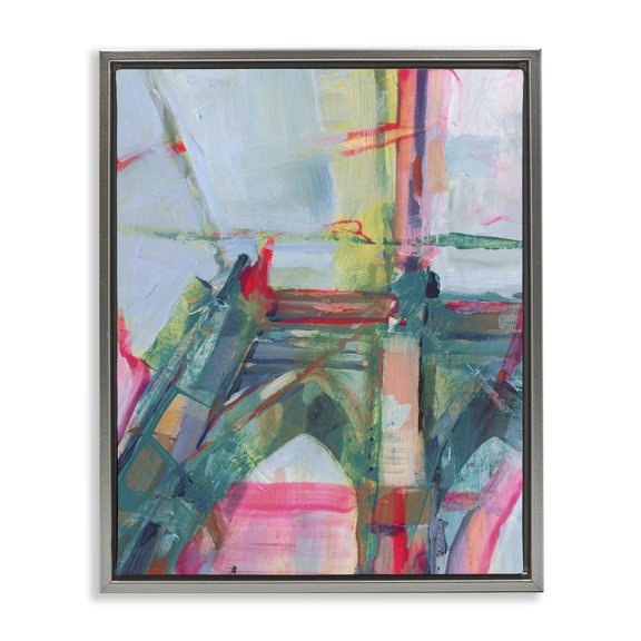 Stupell Industries Looming Bridge Arches Buildings & Architecture Painting Gray Floater Framed Canvas Art Print Wall Art, 25 x 31