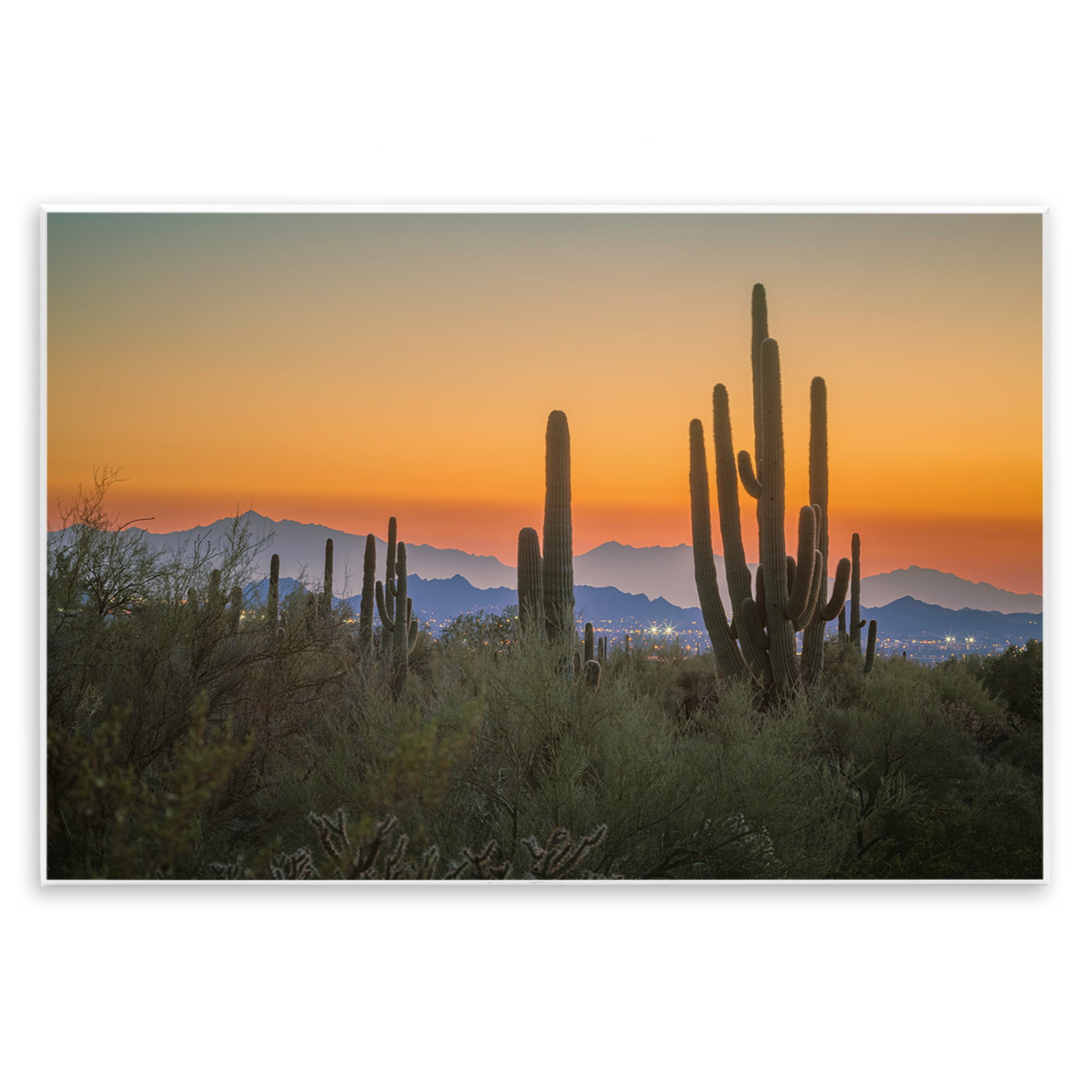 Stupell Industries Looming Cacti Sunset Landscape & Nature Photography Unframed Art Print Wall Art, 15 x 10