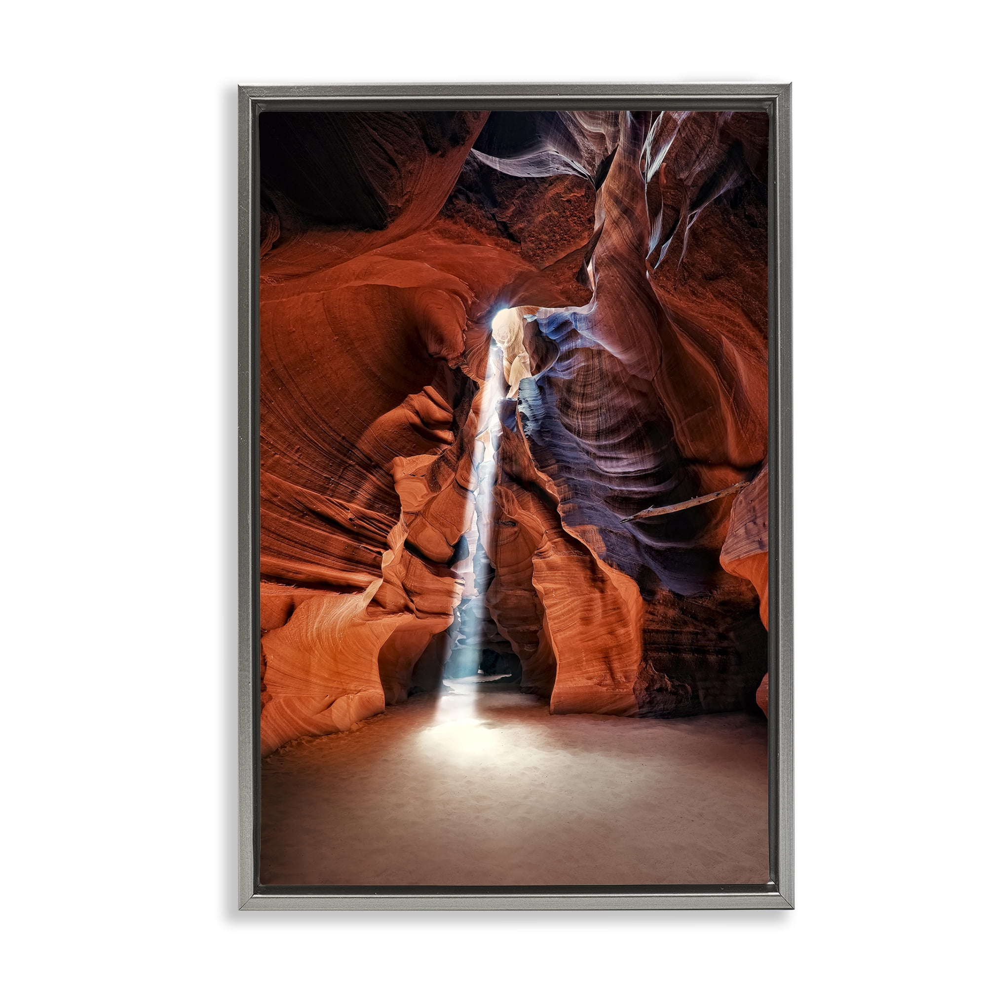 Stupell Industries Looming Cliff Cave Landscape & Nature Photography Gray Floater Framed Canvas Art Print Wall Art, 21 x 31