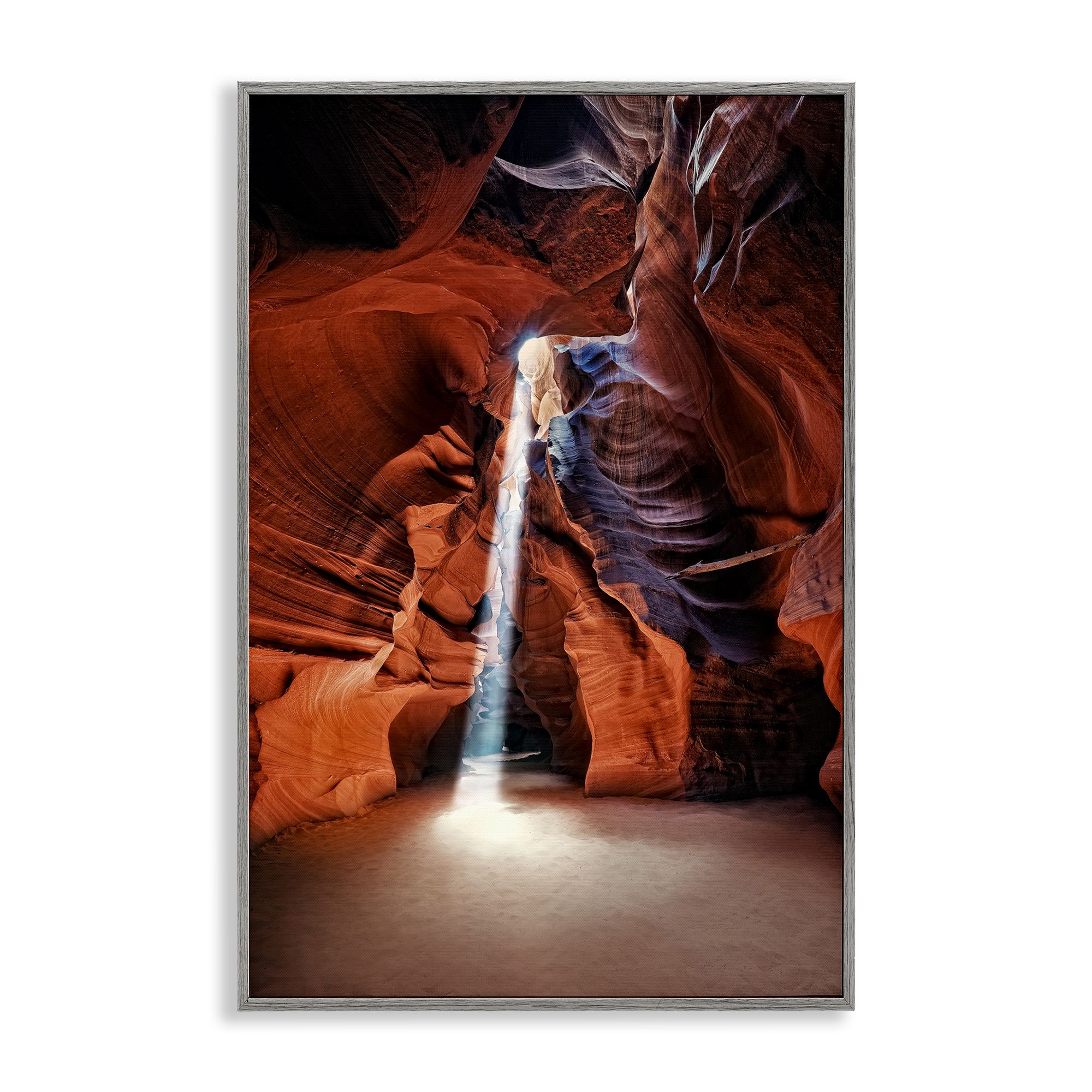 Stupell Industries Looming Cliff Cave Landscape & Nature Photography Gray Framed Art Print Wall Art, 16 x 24