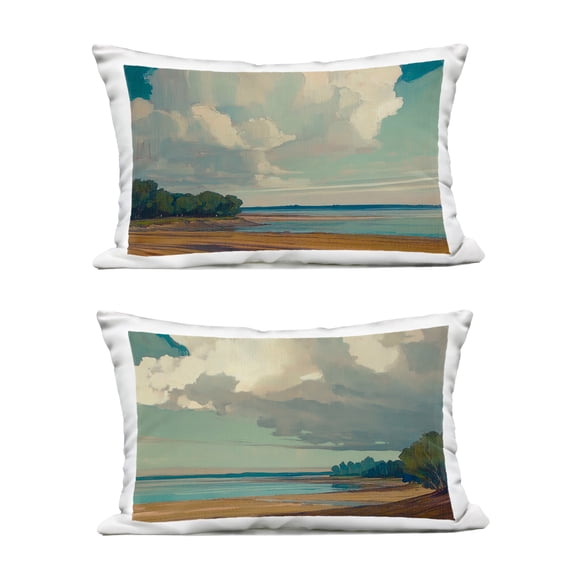Stupell Industries Looming Clouds over Beach Scenes 2 Piece Outdoor Printed Pillow Set, design by Elara Yasna