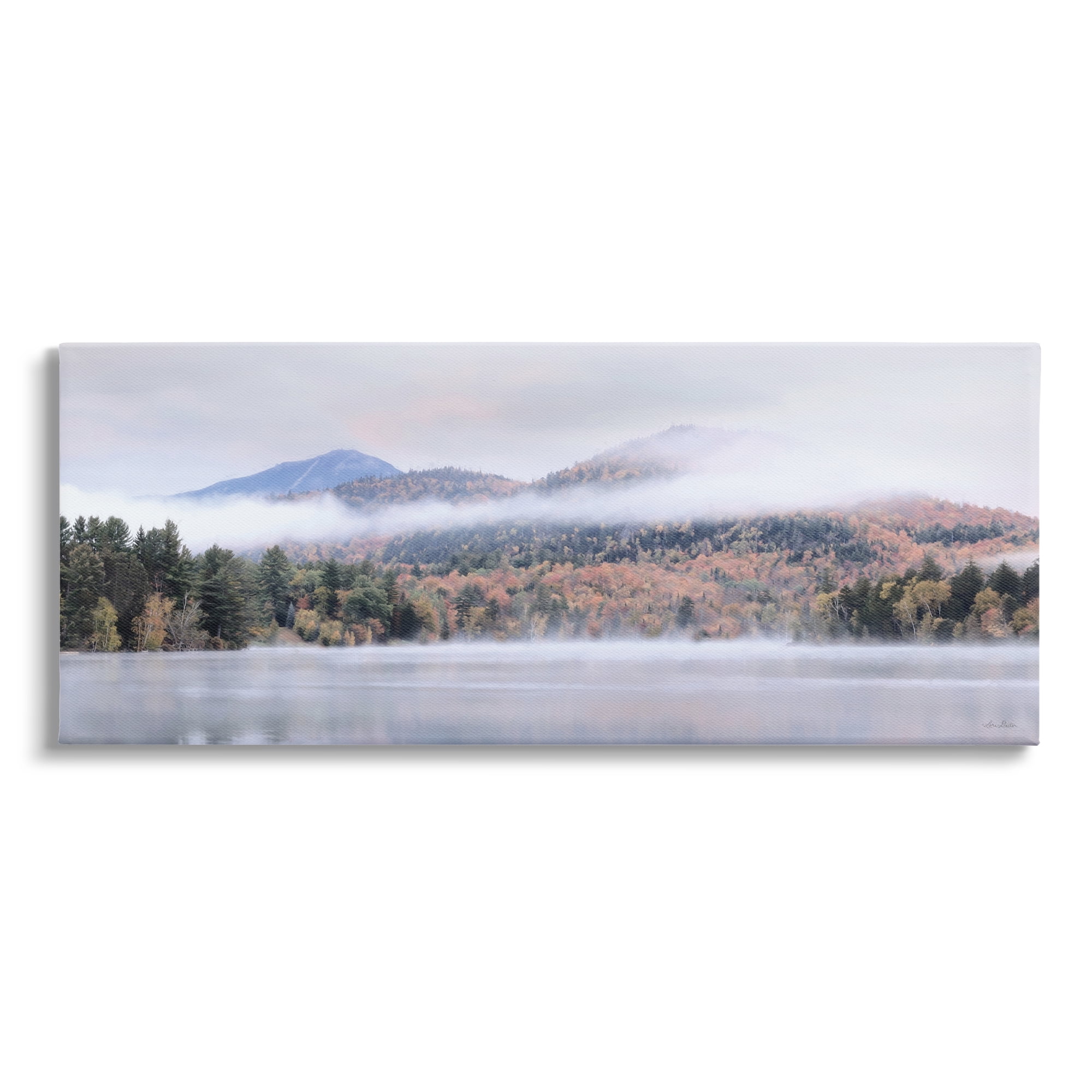 Stupell Industries Looming Fog Mountain Peak Reflective Lake Photography Photograph Gallery Wrapped Canvas Print Wall Art, Design by Lori Deiter