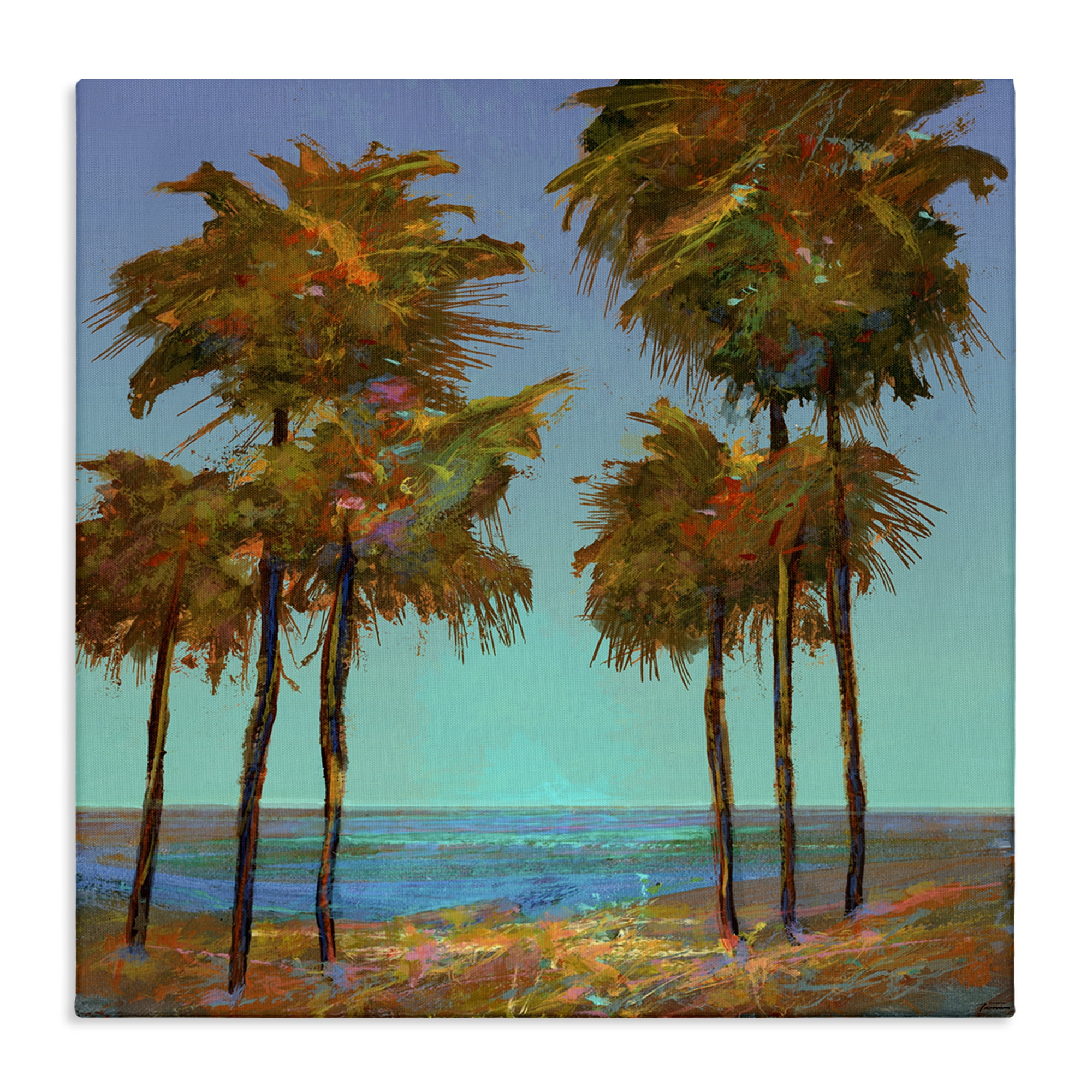 Stupell Industries Looming Green Palms Landscape Painting Gallery Wrapped Canvas Art Print Wall Art, 36 x 36