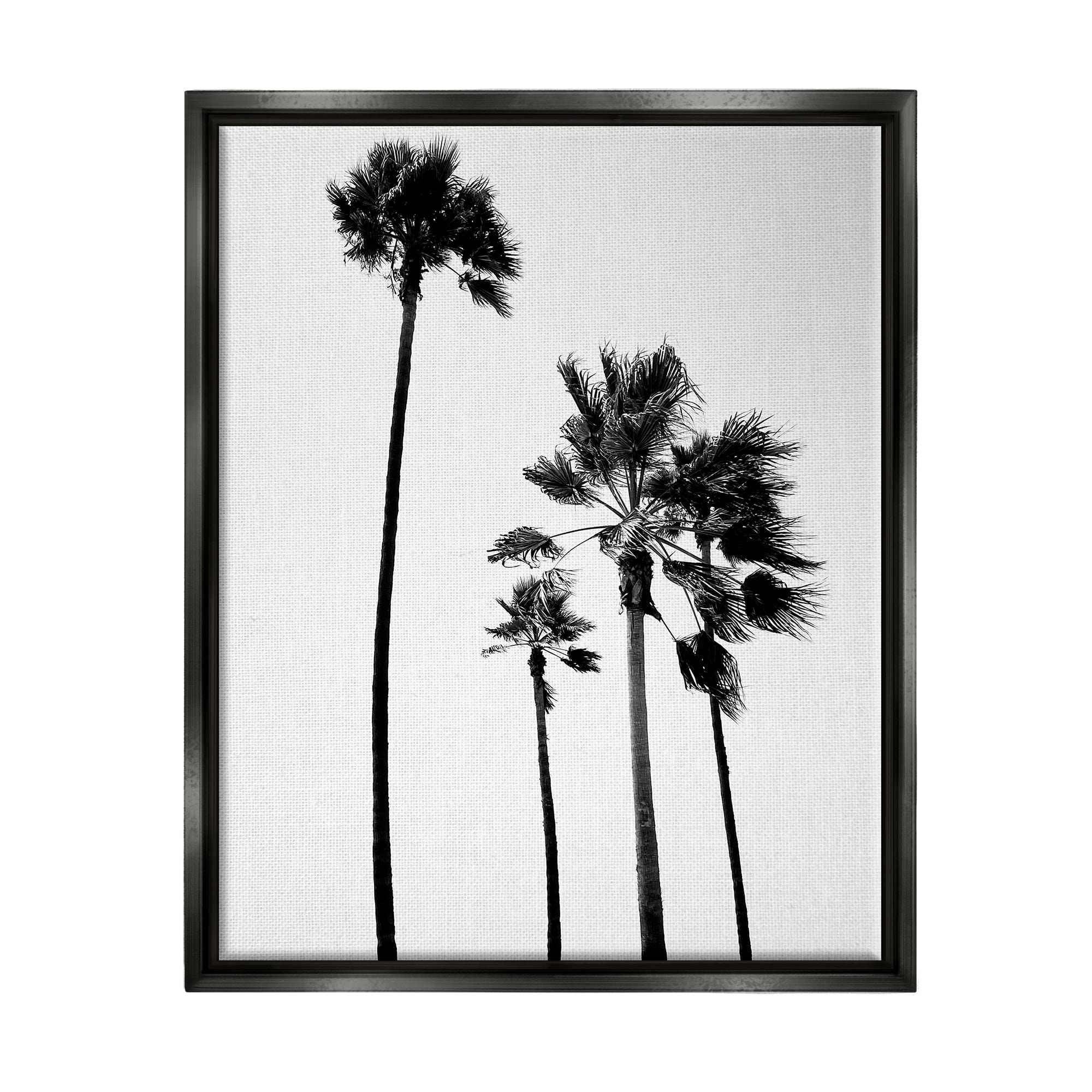 Stupell Industries Looming Palm Trees Clear Summer Sky Photography Photograph Jet Black Floating Framed Canvas Print Wall Art, Design by Amelia Myers