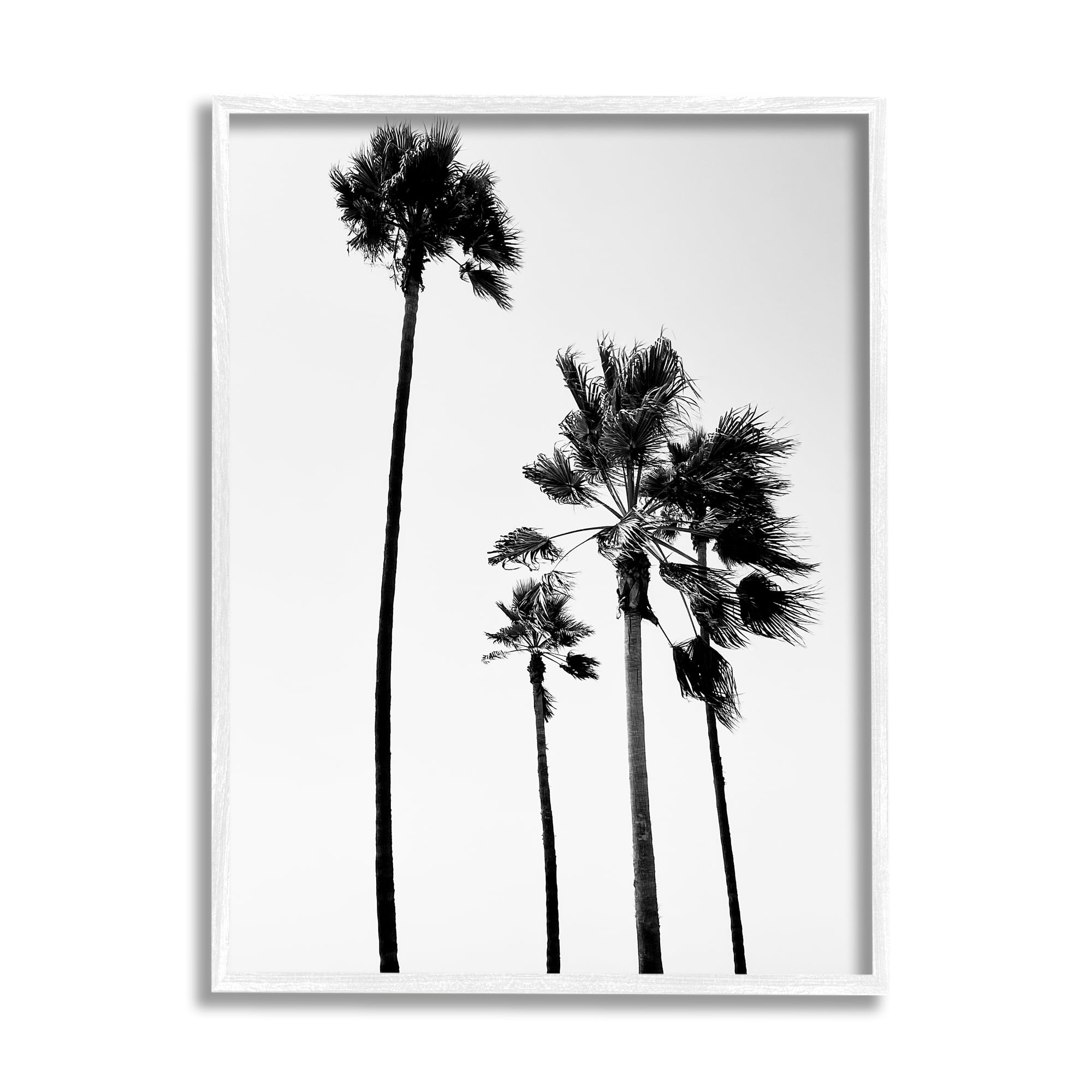 Stupell Industries Looming Palm Trees Clear Summer Sky Photography Photograph White Framed Art Print Wall Art, Design by Amelia Myers