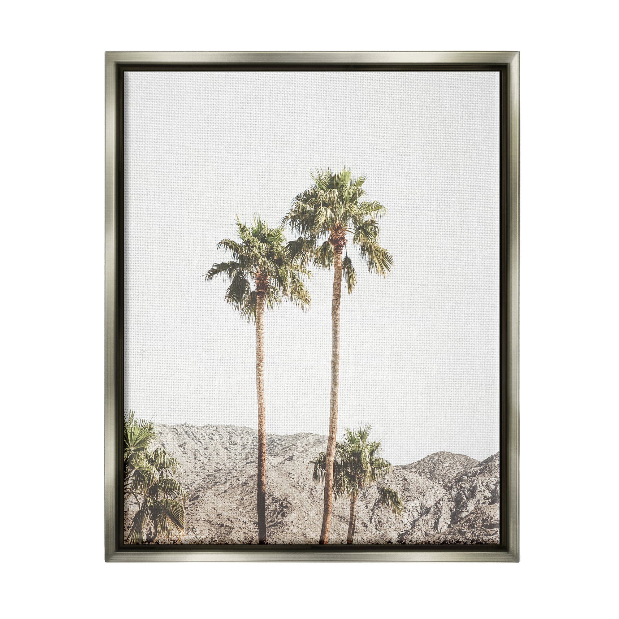 Gray Floater Framed Palm Trees Canvas Print, 17" x 21"