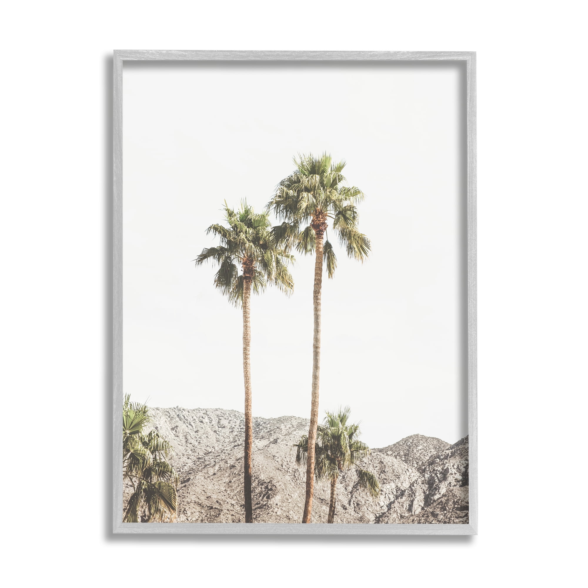 Stupell Industries Looming Palm Trees Photography Botanical & Floral Photography Gray Framed Art Print Wall Art, 16 x 20