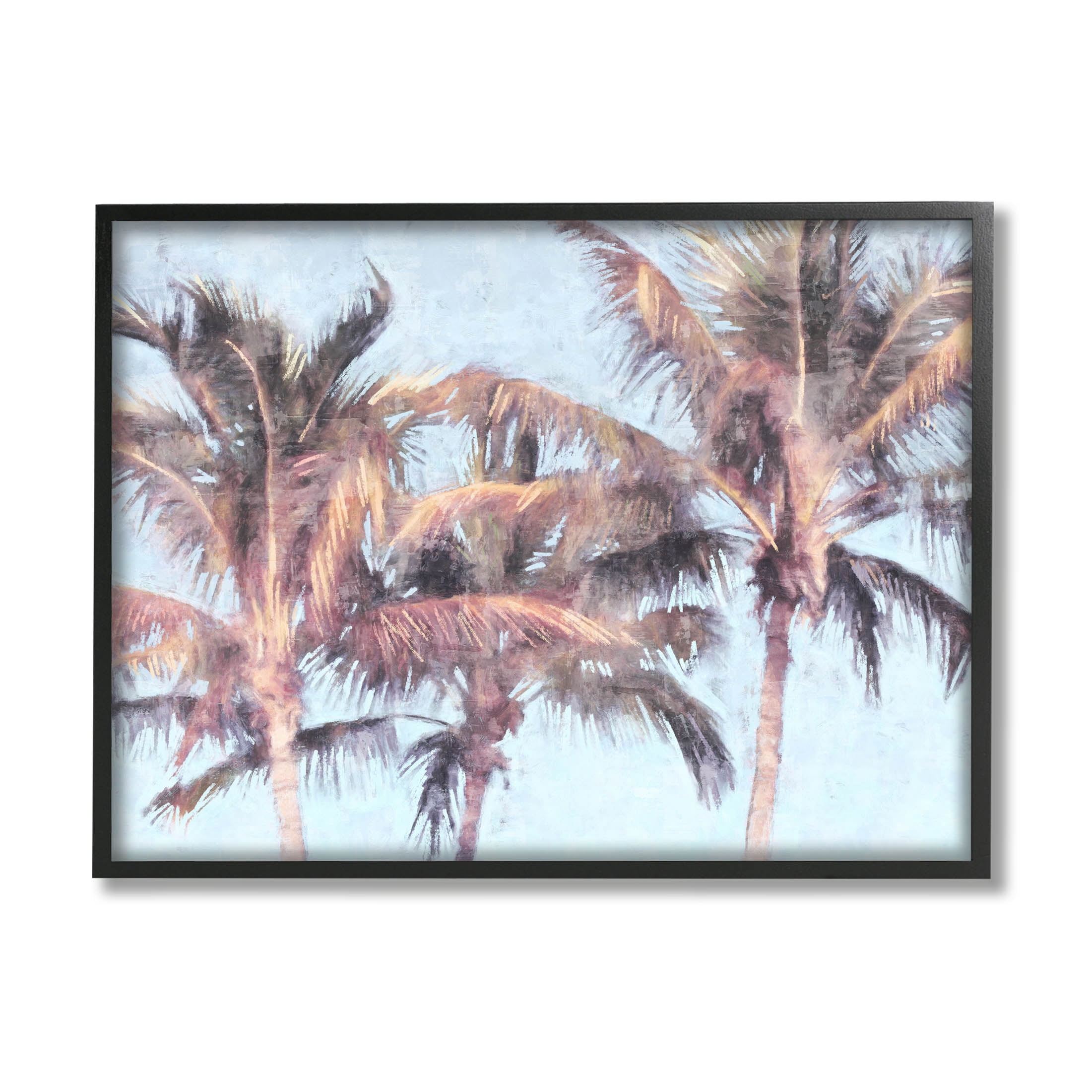 Stupell Industries Looming Palm Trees Tropical Sky Graphic Art Black Framed Art Print Wall Art, Design by Nina Blue