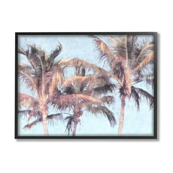 Stupell Industries Looming Palm Trees Tropical Sky Graphic Art Black Framed Art Print Wall Art, Design by Nina Blue