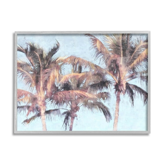 Stupell Industries Looming Palm Trees Tropical Sky Graphic Art Gray Framed Art Print Wall Art, Design by Nina Blue