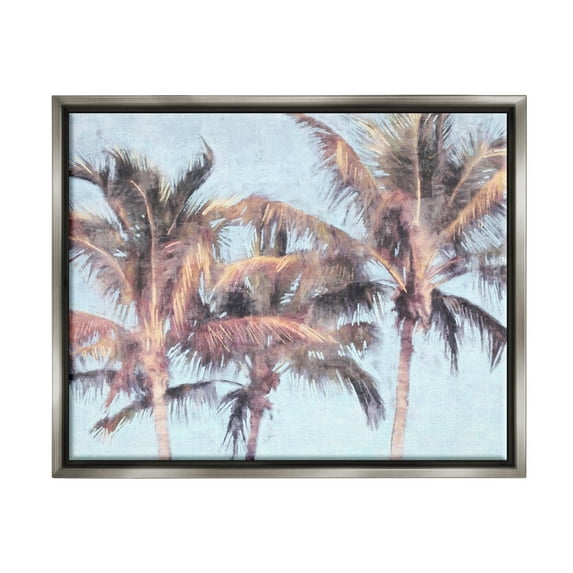 Stupell Industries Looming Palm Trees Tropical Sky Graphic Art Luster Gray Floating Framed Canvas Print Wall Art, Design by Nina Blue