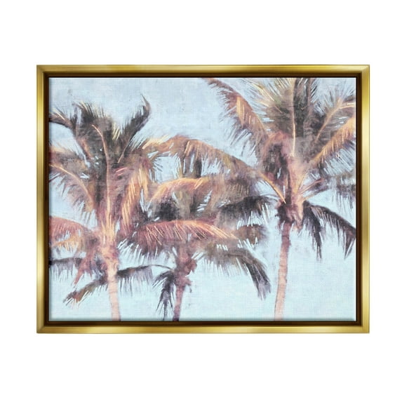 Stupell Industries Looming Palm Trees Tropical Sky Graphic Art Metallic Gold Floating Framed Canvas Print Wall Art, Design by Nina Blue