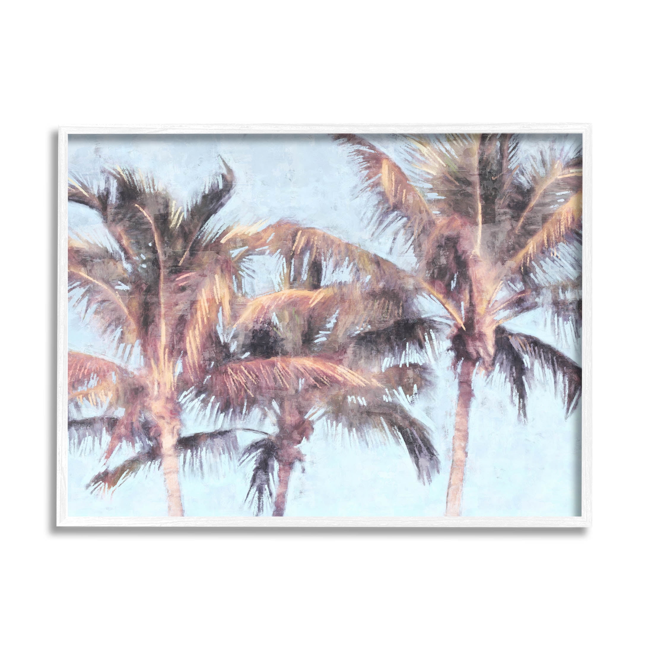Stupell Industries Looming Palm Trees Tropical Sky Graphic Art White Framed Art Print Wall Art, Design by Nina Blue