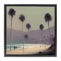 Stupell Industries Looming Palms Beach Landscape & Nature Painting Black Floater Framed Canvas Art Print Wall Art, 18 x 18