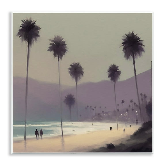 Stupell Industries Looming Palms Beach Landscape & Nature Painting Unframed Art Print Wall Art, 12 x 12
