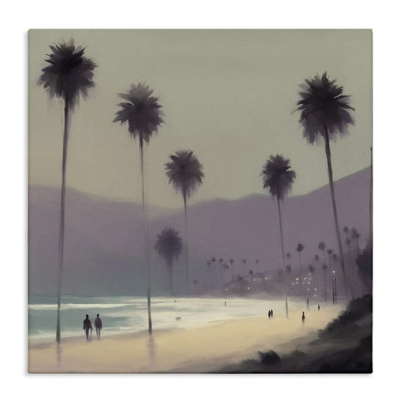 Stupell Industries Looming Palms Beach Landscape & Nature Painting Wrapped Canvas Art Print Wall Art, 17 x 17