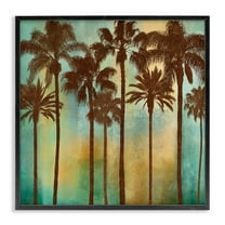 Stupell Industries Looming Palms on Gradient Landscape & Nature Painting Black Framed Art Print Wall Art, 12 x 12