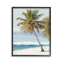 Stupell Industries Looming Palms on Shore Landscape Painting Black Framed Art Print Wall Art, 11 x 14