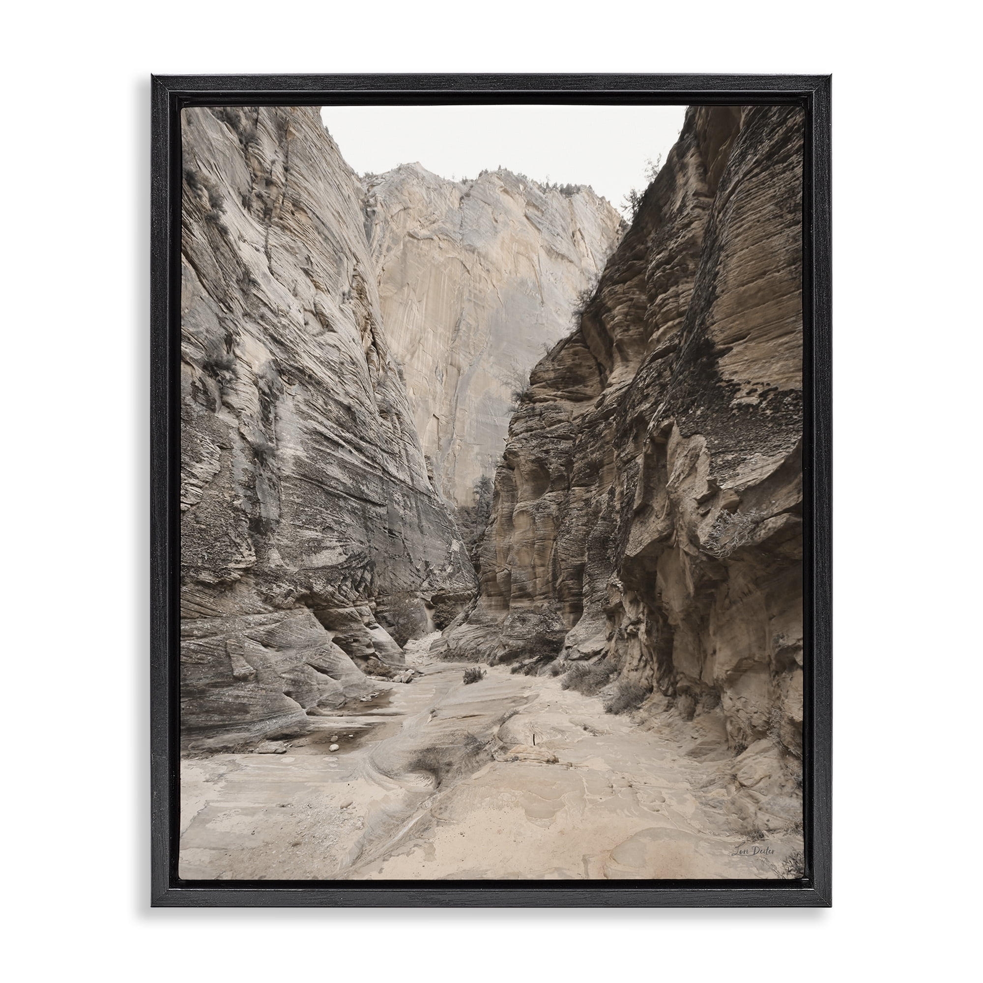 Stupell Industries Looming Sandy Cliffs Landscape Photography Black Floater Framed Art Print Wall Art, 25 x 31