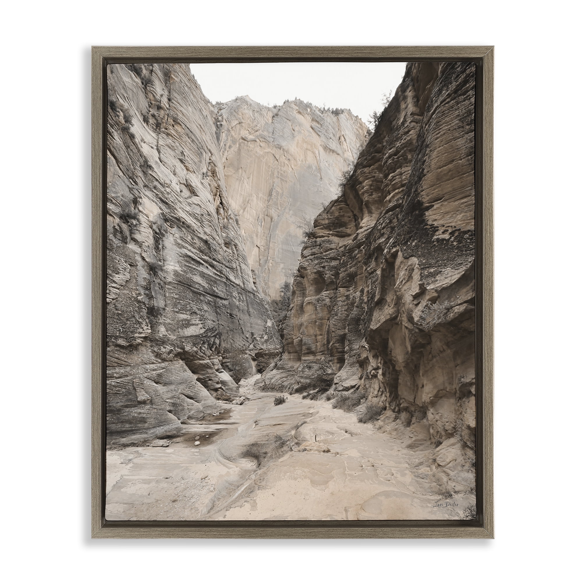 Stupell Industries Looming Sandy Cliffs Landscape Photography Brown Floater Framed Art Print Wall Art, 17 x 21